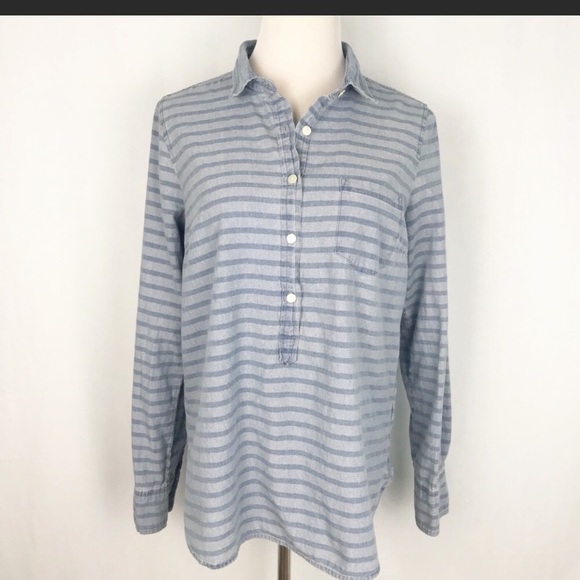J. Crew striped chambray Popover button down top - Picture 6 of 8